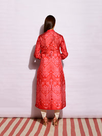 Scarlet Ripple Shibori Silk Kurta