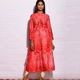 Scarlet Ripple Shibori Silk Kurta