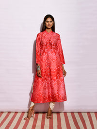 Scarlet Ripple Shibori Silk Kurta
