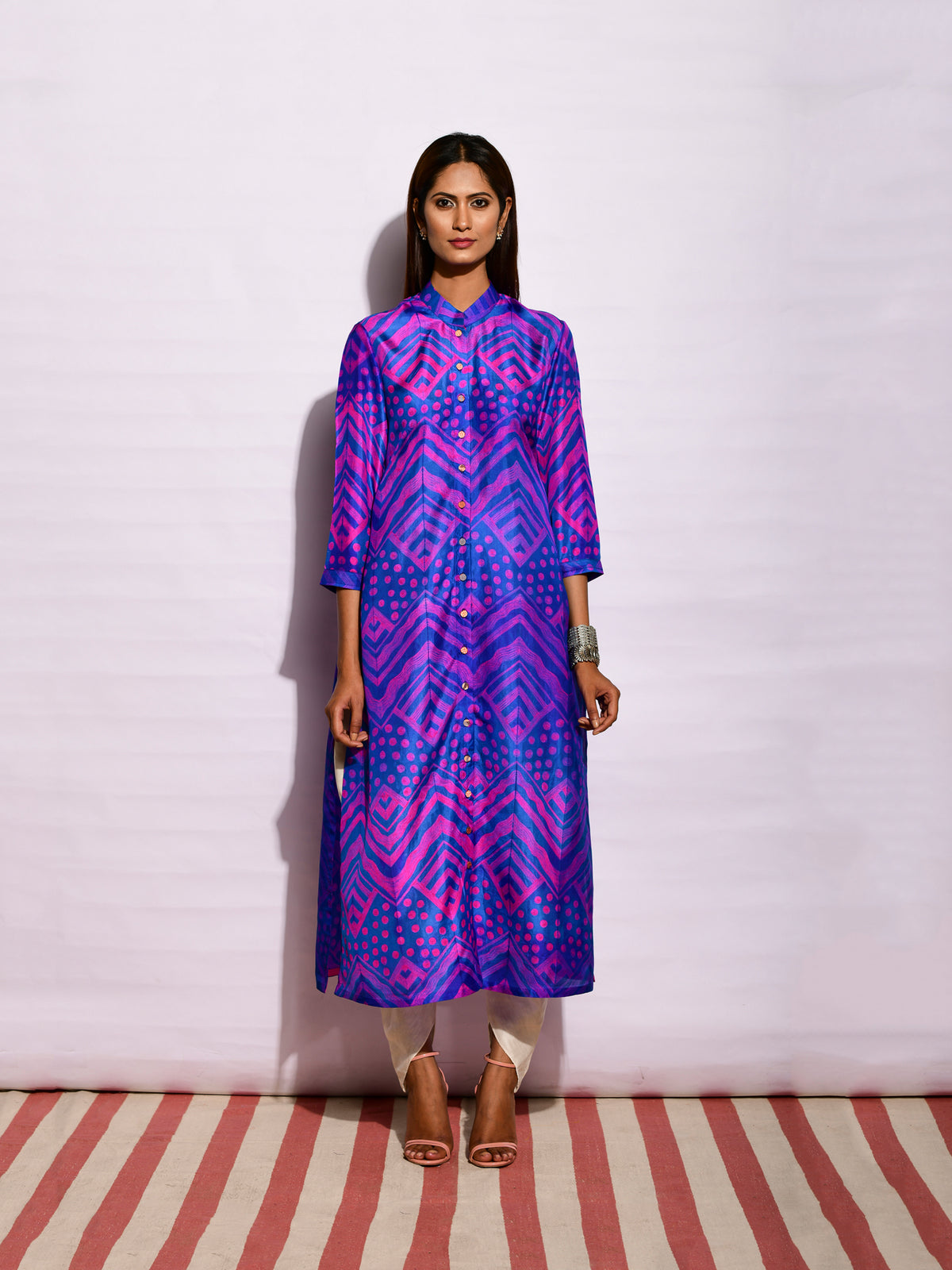 Iris Ripple Shibori Silk Kurta
