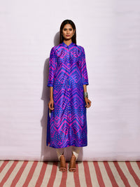 Iris Ripple Shibori Silk Kurta