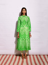 Shot Green Ripple Shibori Silk Kurta