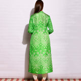 Shot Green Ripple Shibori Silk Kurta