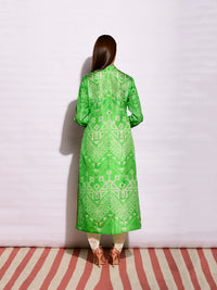 Shot Green Ripple Shibori Silk Kurta