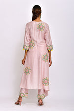 Rose Gold Kamal Asymmetrical Embroidered Tunic and Pants