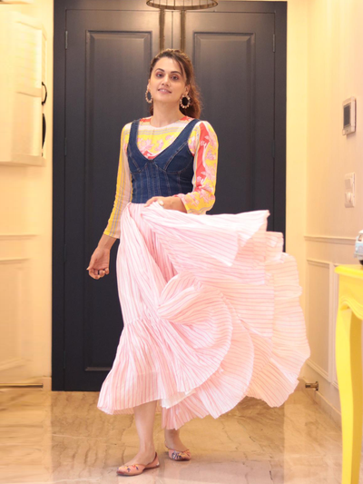 Taapsee Pannu In Our In Bloom Ivory Crushed Dress